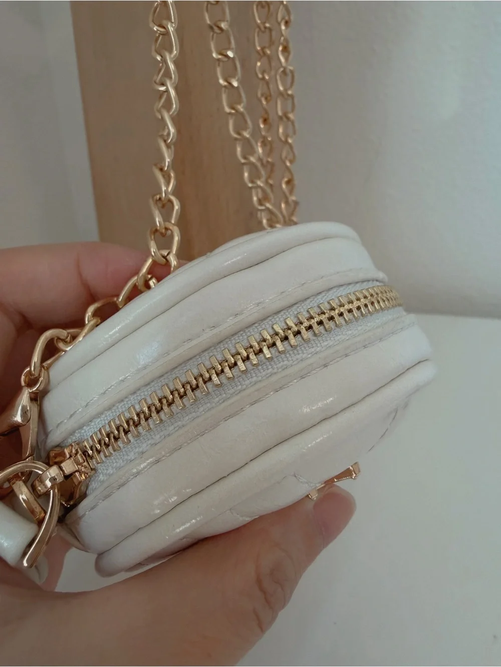 Mini White Round Crossbody Pouch Charm